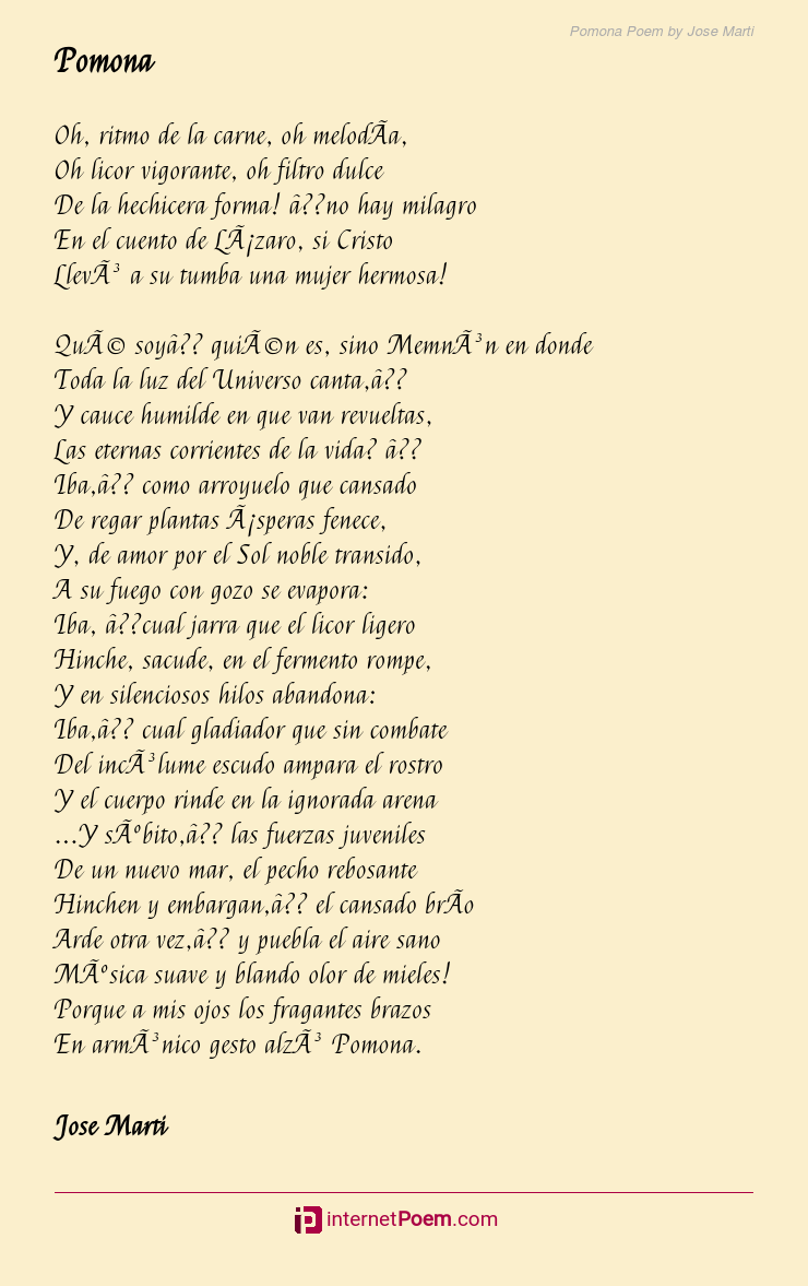 Pomona Poem by Jose Marti