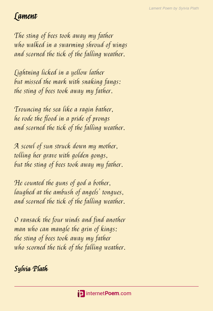 Lament Poem by Sylvia Plath