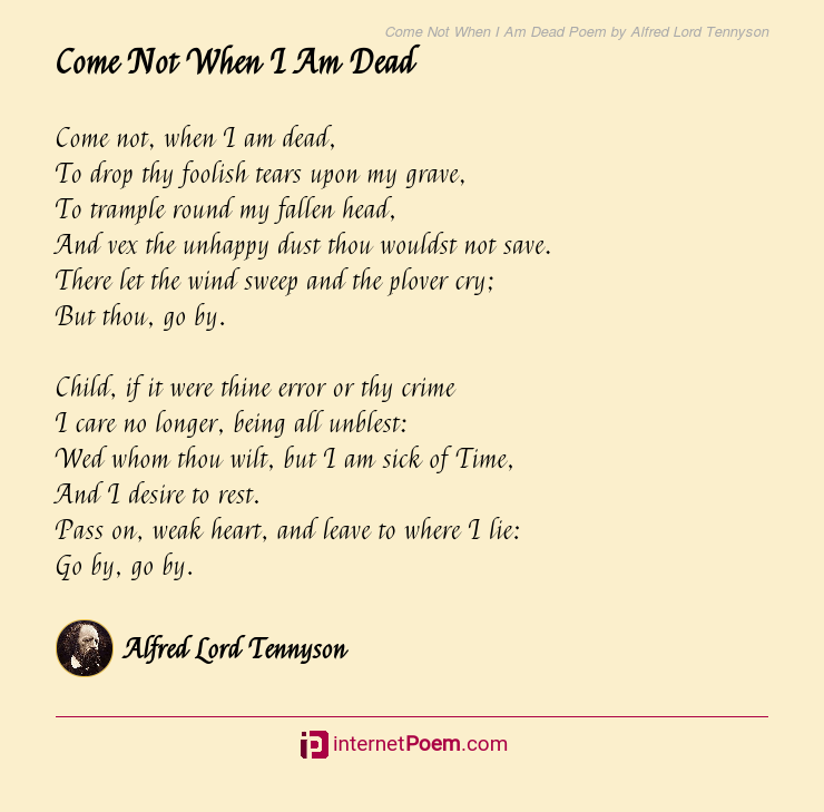 when i am dead poem