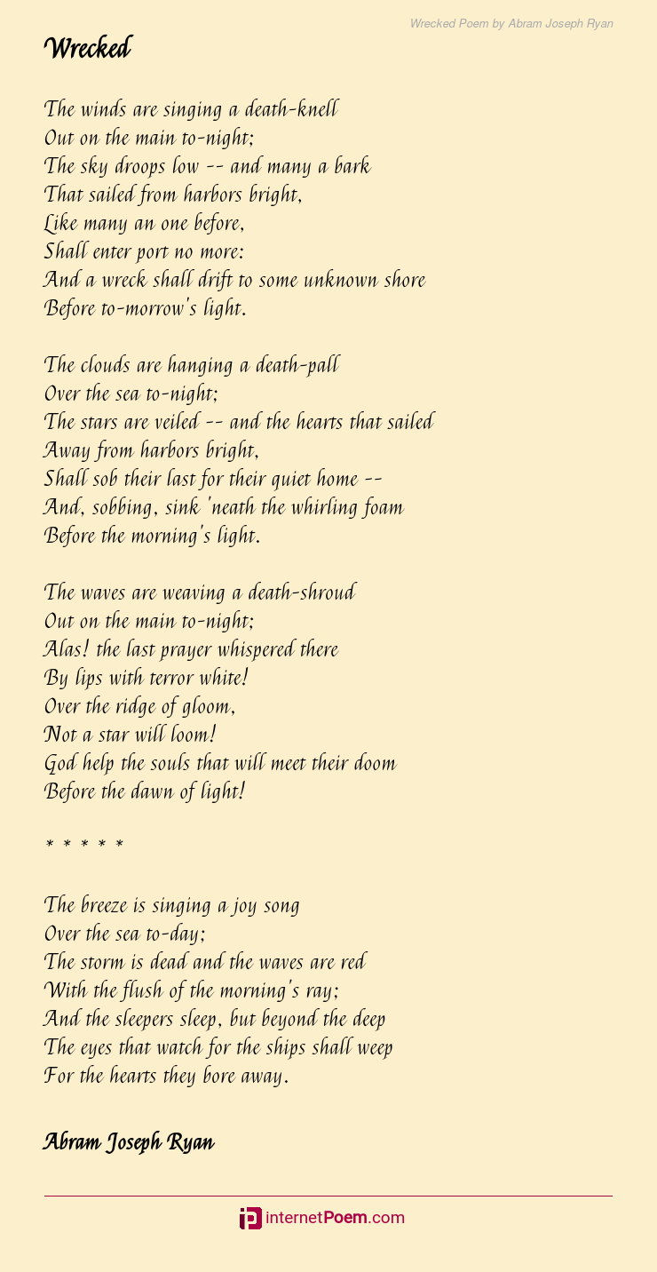 Wrecked Poem by Abram Joseph Ryan