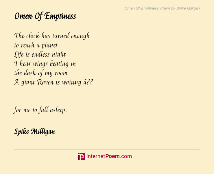 Omen Of Emptiness Poem By Spike Milligan