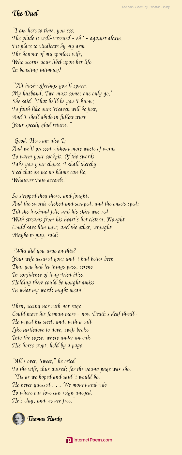 The Duel Poem by Thomas Hardy