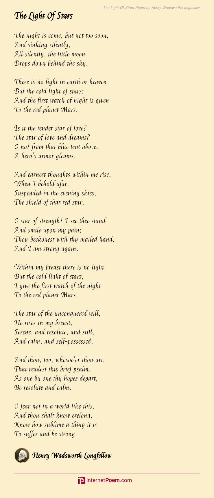 The Light Of Stars Poem By Henry Wadsworth Longfellow