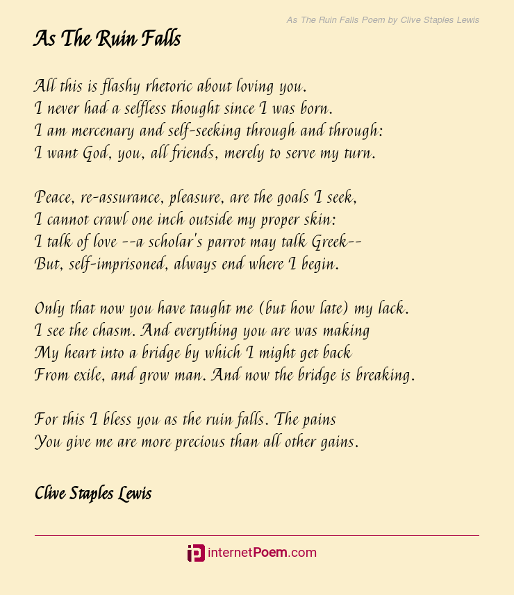 As The Ruin Falls Poem By Clive Staples Lewis