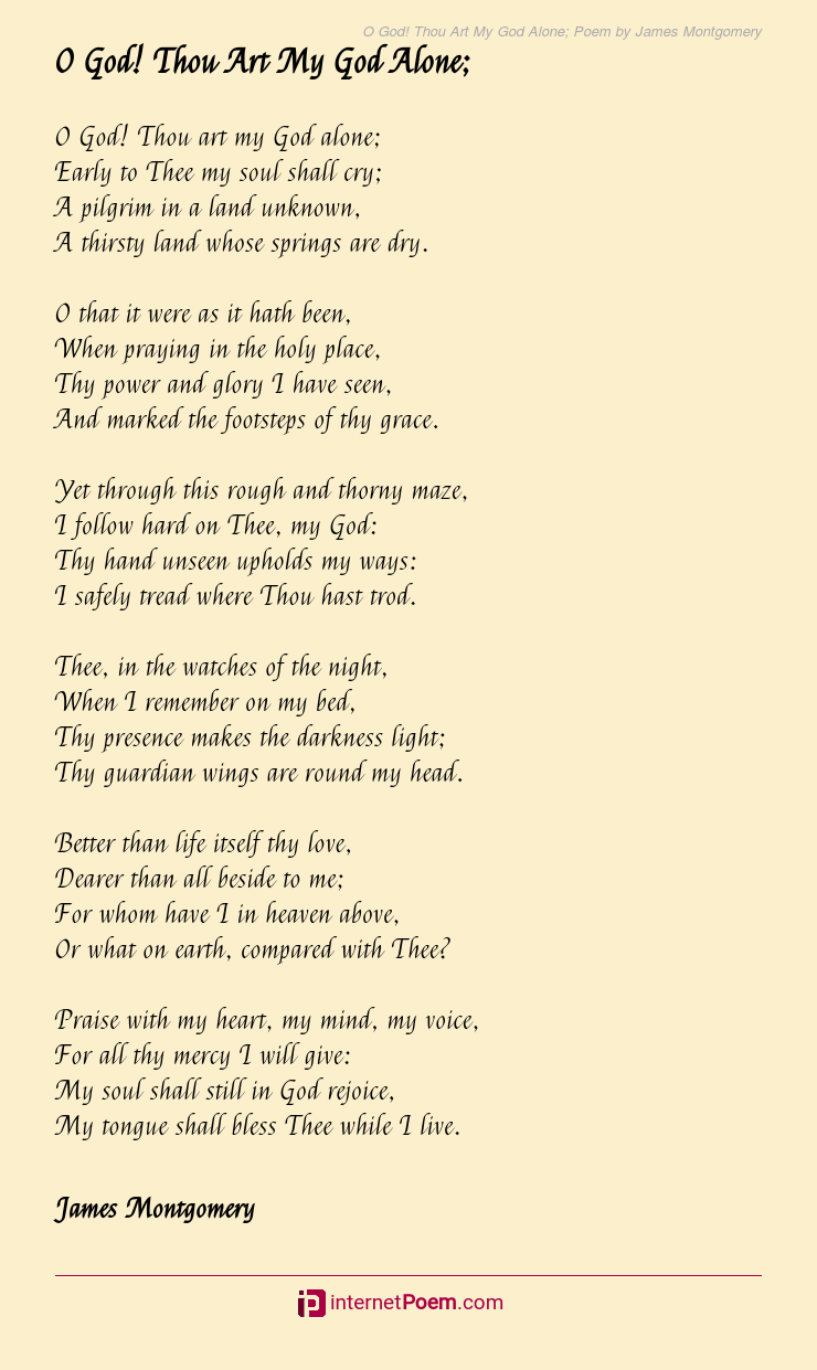 O God Thou Art My God Alone Poem By James Montgomery