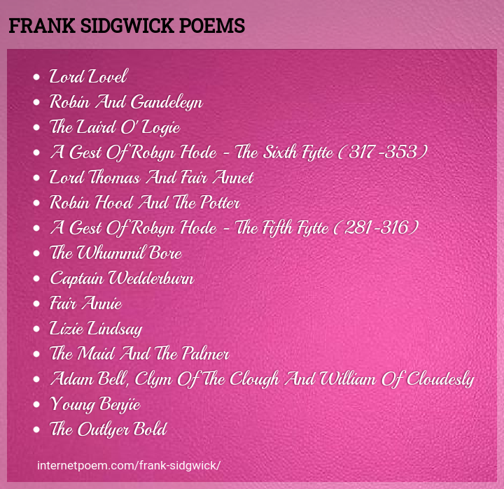 Frank Sidgwick Poems 8680