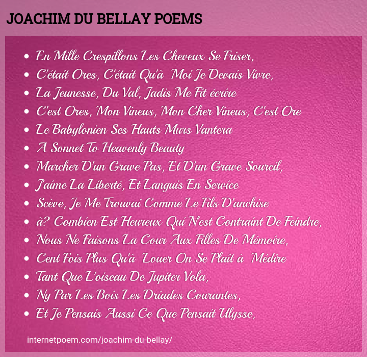Joachim Du Bellay Poems