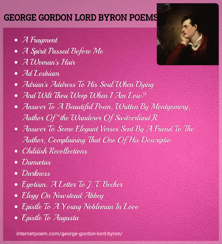 George Gordon Lord Byron Friend Poems