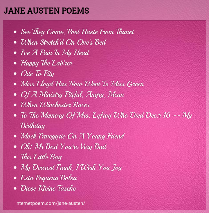 Jane Austen Stand Poems