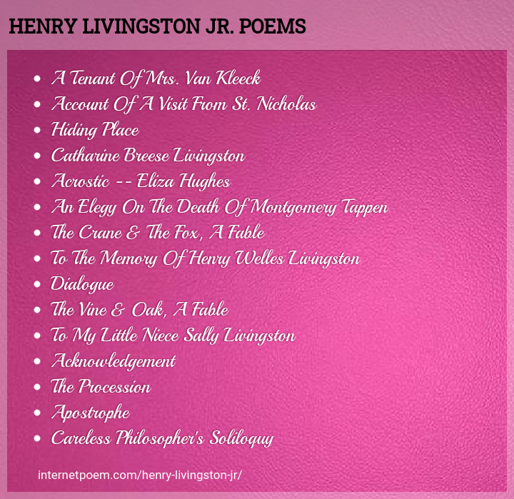 Henry Livingston Jr. Poems