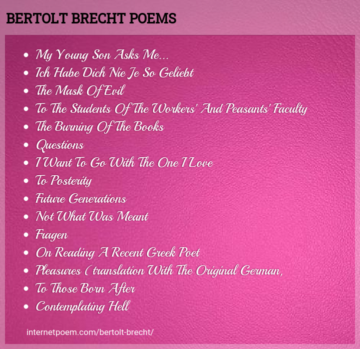 Bertolt Brecht Poems