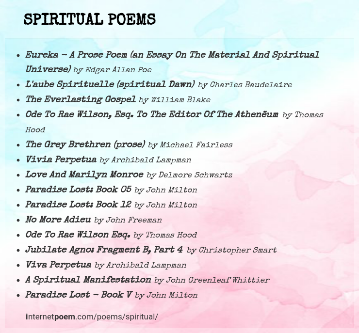 Spiritual Poems