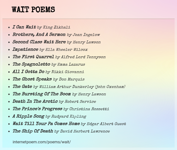 Wait Poems