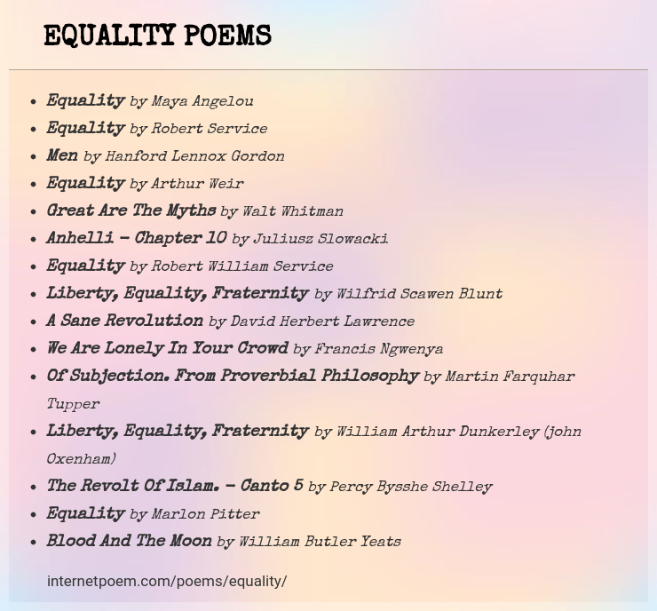 Equality Poems 